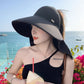 🌞Summer Sun Protection Essentials 👒Large-brim Hollow Sunscreen Hat with Removable Neck Shawl