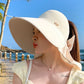 🌞Summer Sun Protection Essentials 👒Large-brim Hollow Sunscreen Hat with Removable Neck Shawl