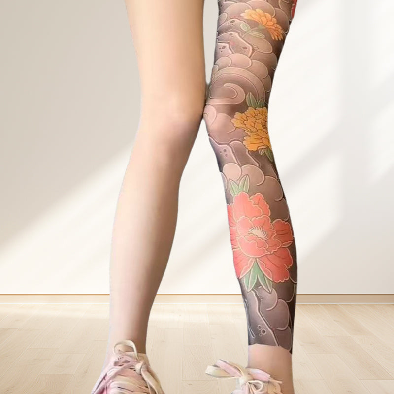 🔥2025 Hot Sale🔥Unisex High Waist Flower Tattoo Stockings