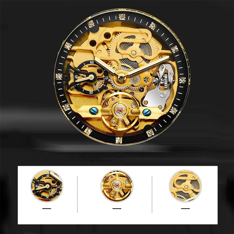 Men's Classic Business Rhinestone Decorated Analog Mechanical Watch
