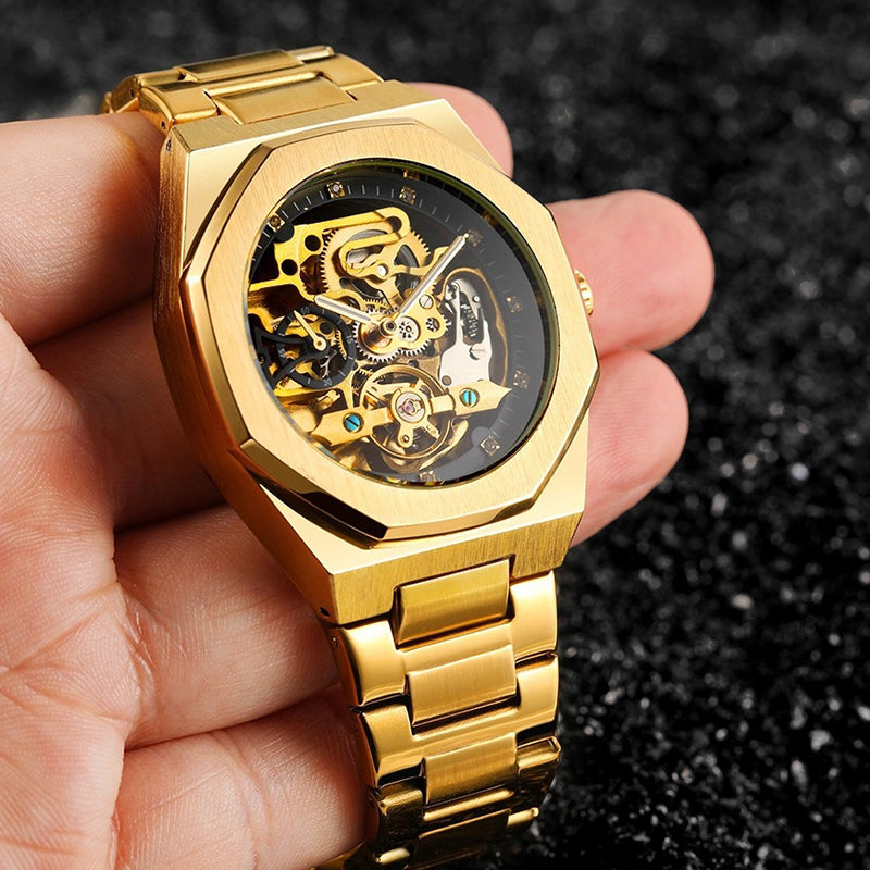 Men's Classic Business Rhinestone Decorated Analog Mechanical Watch