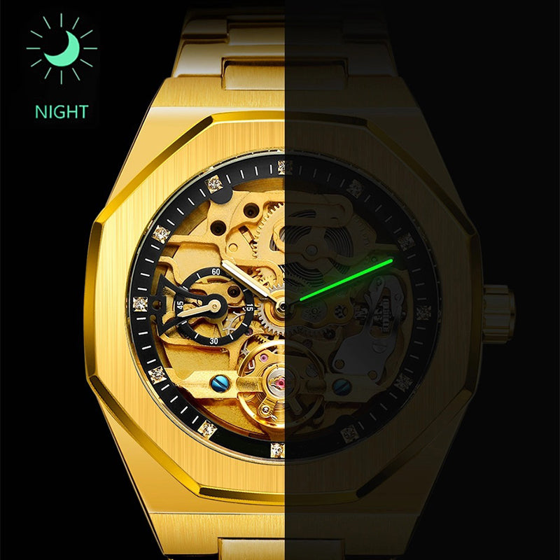 Men's Classic Business Rhinestone Decorated Analog Mechanical Watch