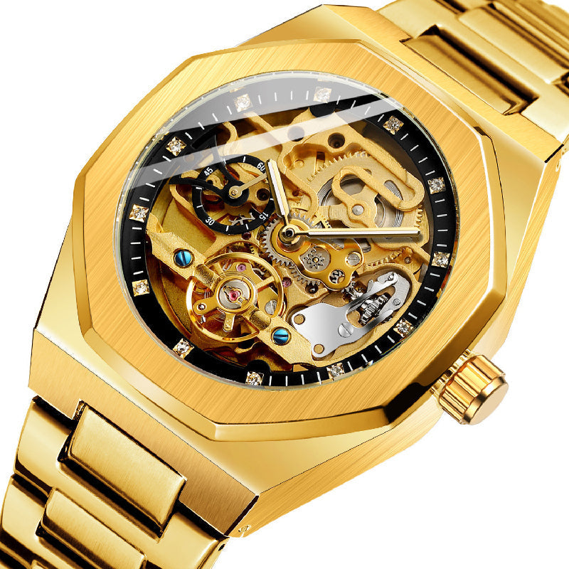 Men's Classic Business Rhinestone Decorated Analog Mechanical Watch