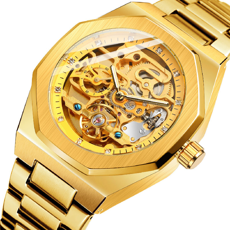 Men's Classic Business Rhinestone Decorated Analog Mechanical Watch