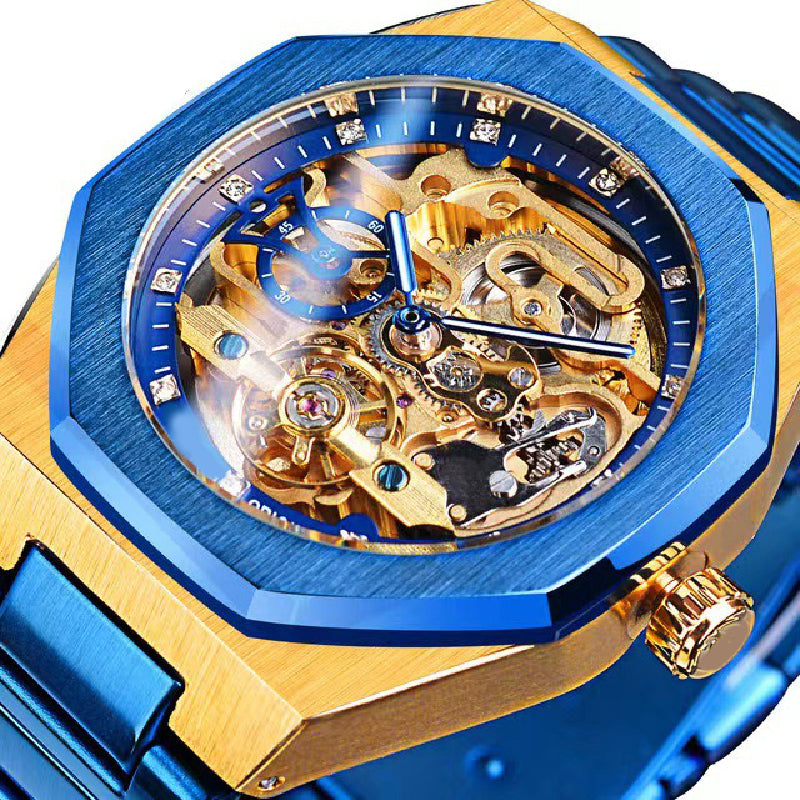Men's Classic Business Rhinestone Decorated Analog Mechanical Watch