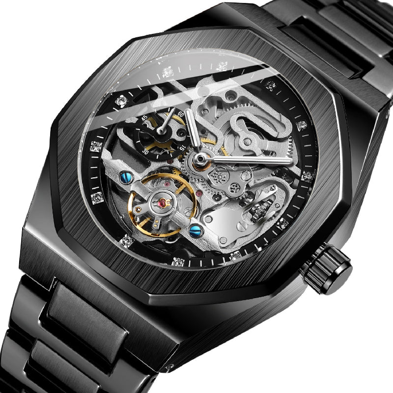 Men's Classic Business Rhinestone Decorated Analog Mechanical Watch