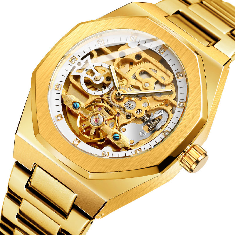 Men's Classic Business Rhinestone Decorated Analog Mechanical Watch