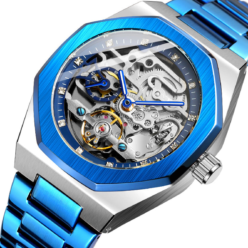 Men's Classic Business Rhinestone Decorated Analog Mechanical Watch