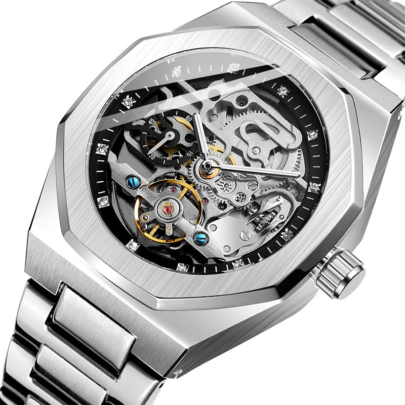 Men's Classic Business Rhinestone Decorated Analog Mechanical Watch