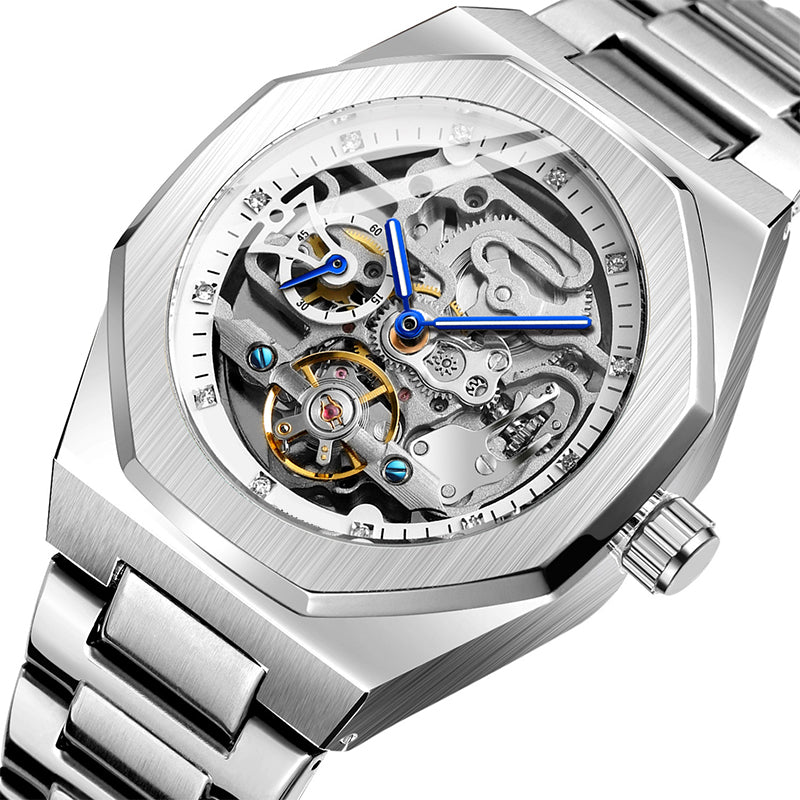 Men's Classic Business Rhinestone Decorated Analog Mechanical Watch