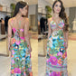 👗🌴Women's Halter Sleeveless Backless Sexy Beach Dress🩱Tropical Style, Perfect for Vacations, Show Off Your Curves!