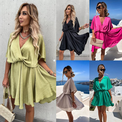 💖Limited Sale 50% OFF🎀Women's Fluttering Loose Waist Irregular Hem Dresses