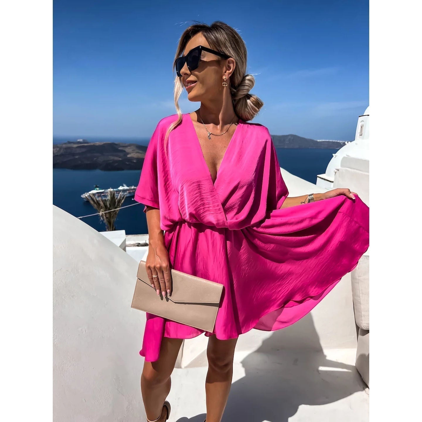 💖Limited Sale 50% OFF🎀Women's Fluttering Loose Waist Irregular Hem Dresses