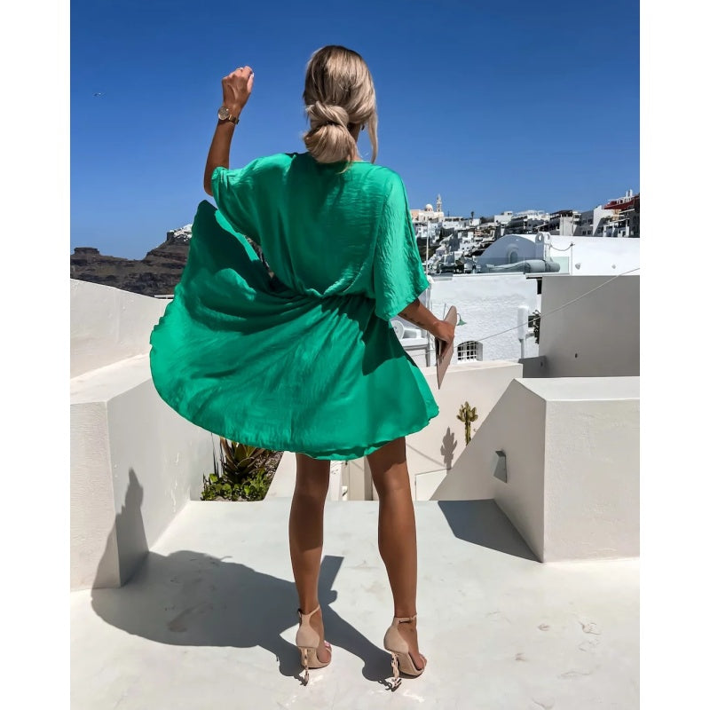 💖Limited Sale 50% OFF🎀Women's Fluttering Loose Waist Irregular Hem Dresses