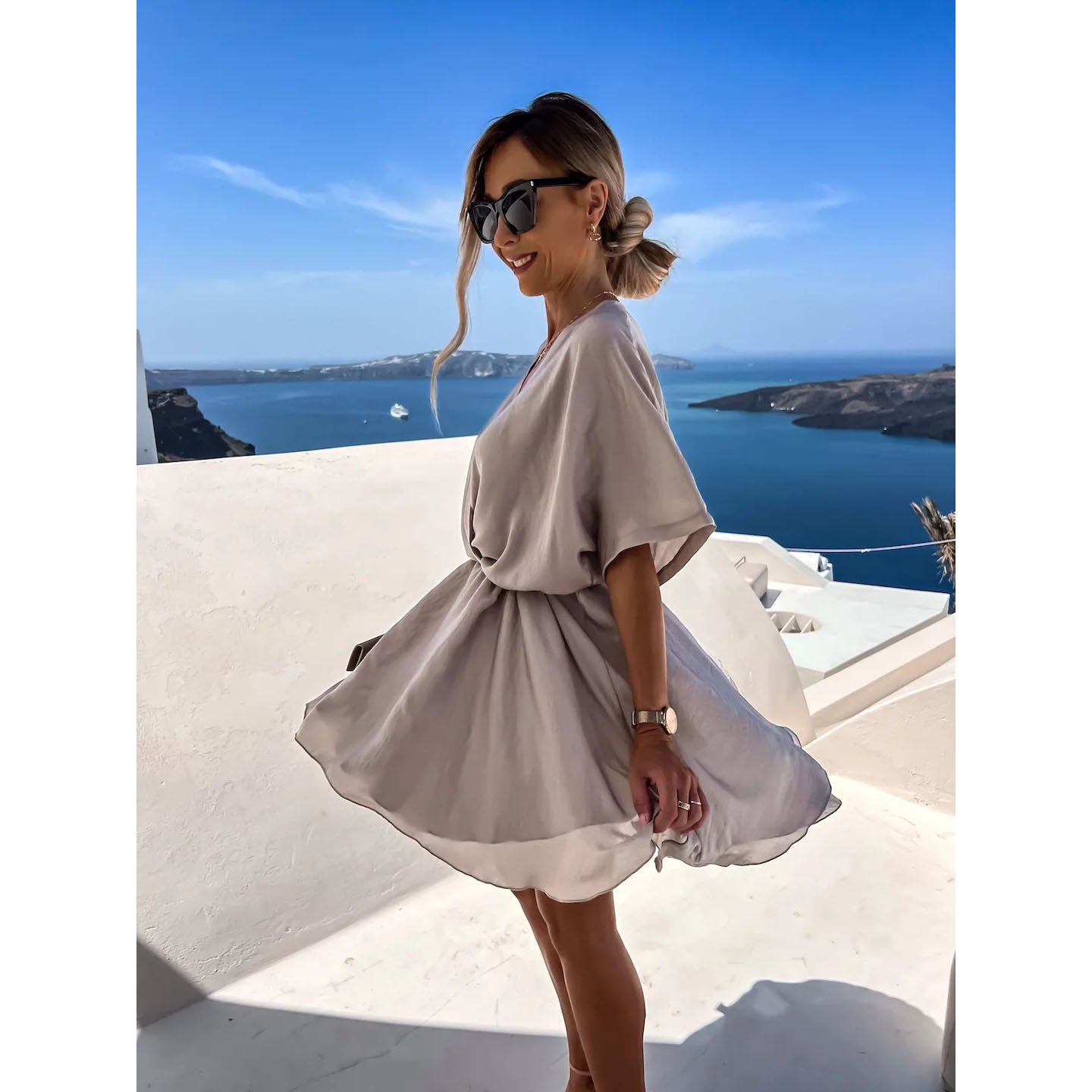 💖Limited Sale 50% OFF🎀Women's Fluttering Loose Waist Irregular Hem Dresses