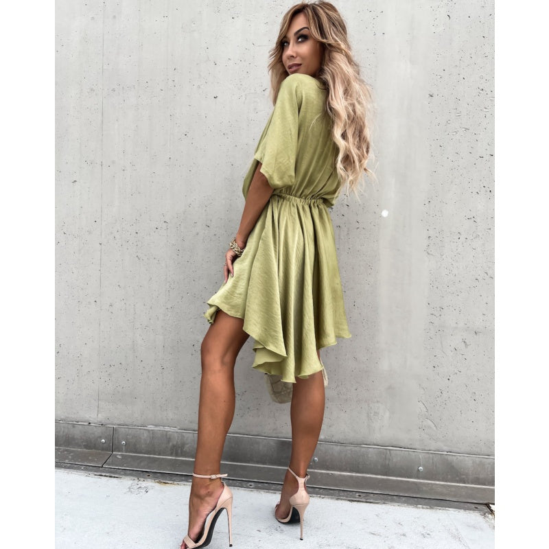 💖Limited Sale 50% OFF🎀Women's Fluttering Loose Waist Irregular Hem Dresses