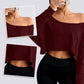 👚🌟️Limited Time 40% OFF🌀 Women's Long Sleeve Oversized Loose Off The Shoulder Crop Tops - Stylish Comfort, Free Spirit, Show Your Unique Charm!