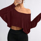 👚🌟️Limited Time 40% OFF🌀 Women's Long Sleeve Oversized Loose Off The Shoulder Crop Tops - Stylish Comfort, Free Spirit, Show Your Unique Charm!