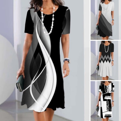 ✨Summer Fashion👗Appearing Thin Women's Casual Loose Floral 3D Digital Printed Round Neck Dresses