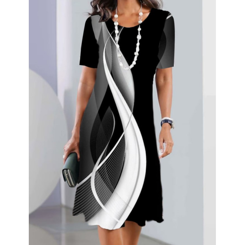 ✨Summer Fashion👗Appearing Thin Women's Casual Loose Floral 3D Digital Printed Round Neck Dresses