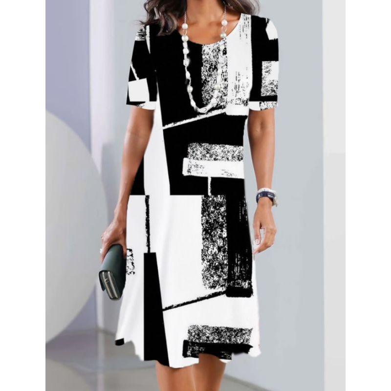 ✨Summer Fashion👗Appearing Thin Women's Casual Loose Floral 3D Digital Printed Round Neck Dresses