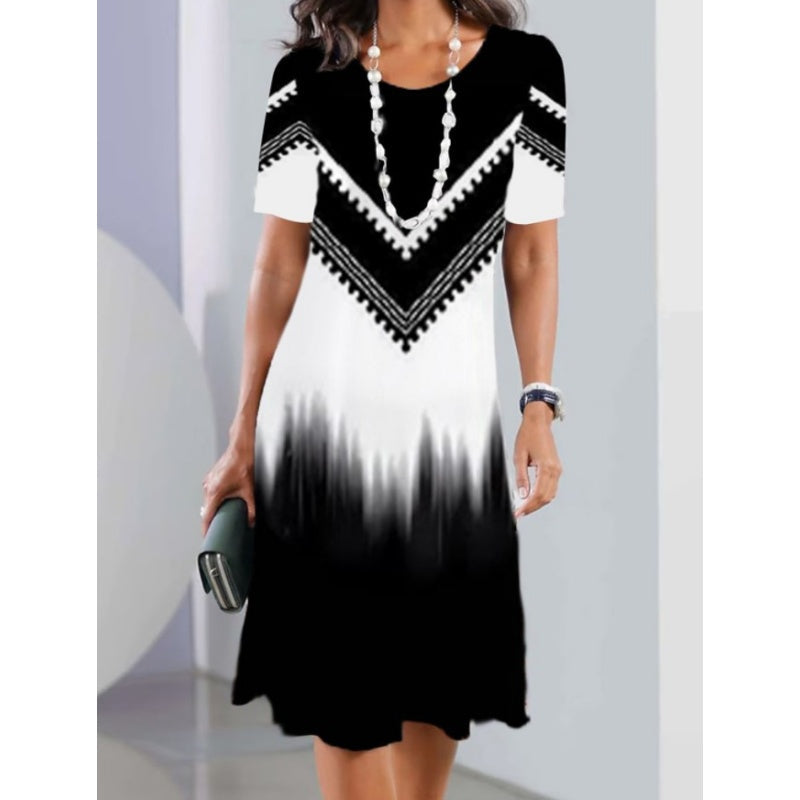 ✨Summer Fashion👗Appearing Thin Women's Casual Loose Floral 3D Digital Printed Round Neck Dresses