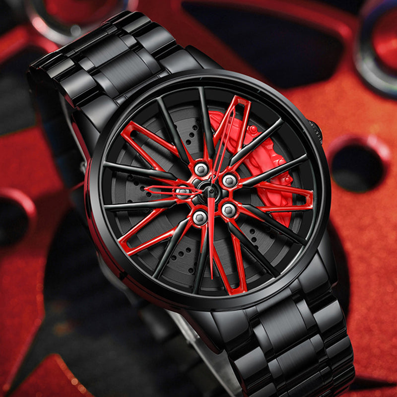 ⌚Most popular in 2025🛞Men's 3D Rotating Skeleton Car Wheel Wrist Watch
