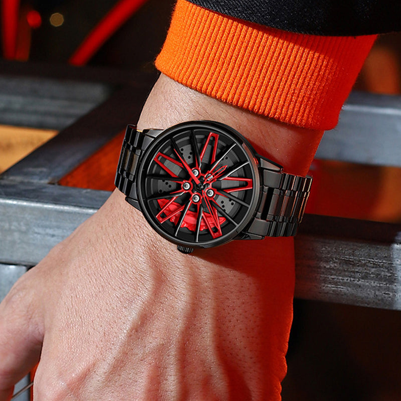 ⌚Most popular in 2025🛞Men's 3D Rotating Skeleton Car Wheel Wrist Watch