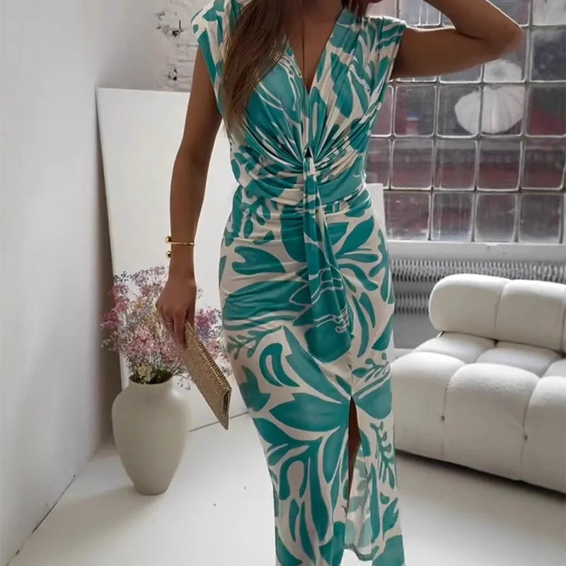 🌺2025 Summer New Arrivals👗Sleeveless Printed Slit Dress✨