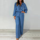 🎉🛍️Spring Specials💐Women's Tiered Long-Sleeve Tops ＆ Wide-Leg Pants Set