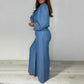 🎉🛍️Spring Specials💐Women's Tiered Long-Sleeve Tops ＆ Wide-Leg Pants Set