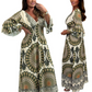 💖 2025 New Arrivals👗Women's Lucky Print Maxi Dress--Elasticated Waistband for Slimming