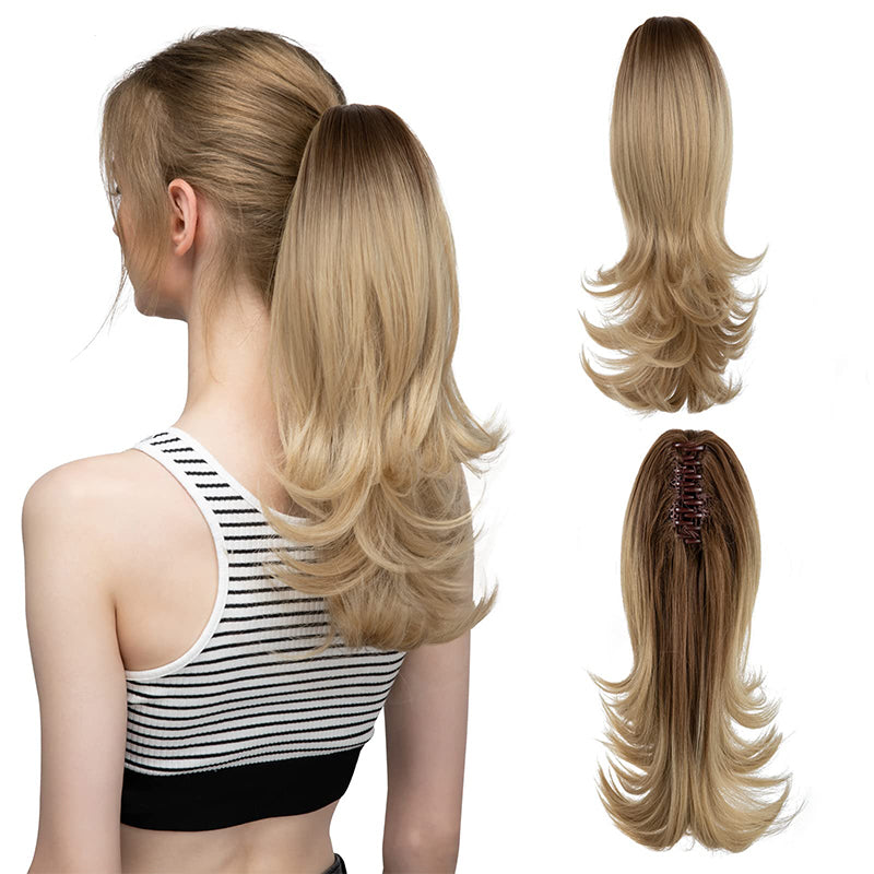 ✨The Secret of Confidence👸Women's Slightly Curly Chemical Fiber Hair Simulation Natural Fake Ponytail Hairpin