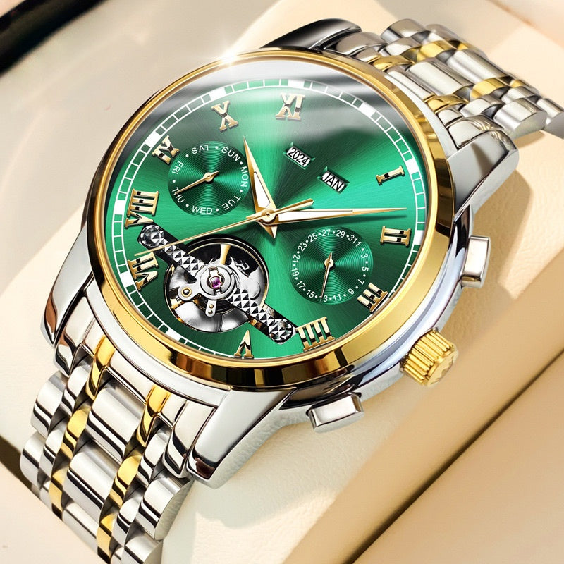👑Skeletonized men's automatic watch - Visible mechanical movement | Stainless steel case