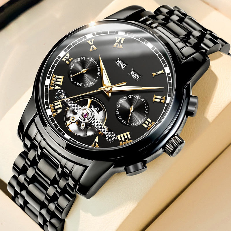 👑Skeletonized men's automatic watch - Visible mechanical movement | Stainless steel case