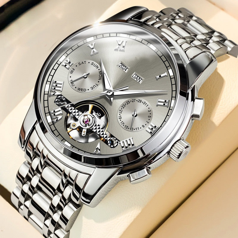 👑Skeletonized men's automatic watch - Visible mechanical movement | Stainless steel case