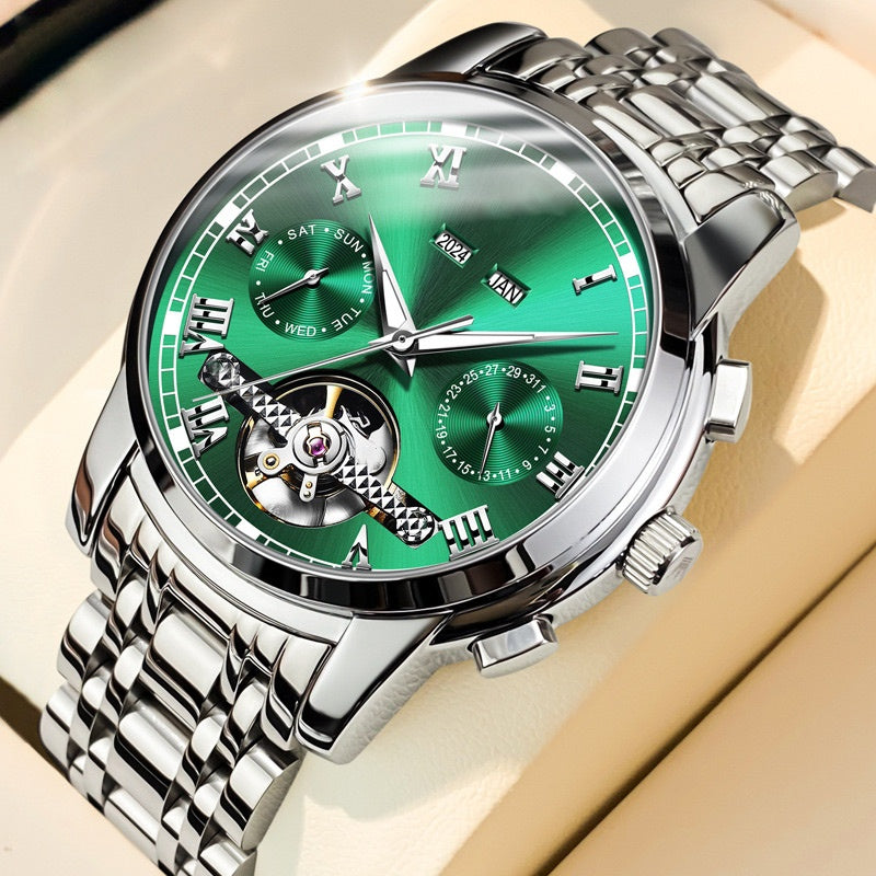 👑Skeletonized men's automatic watch - Visible mechanical movement | Stainless steel case