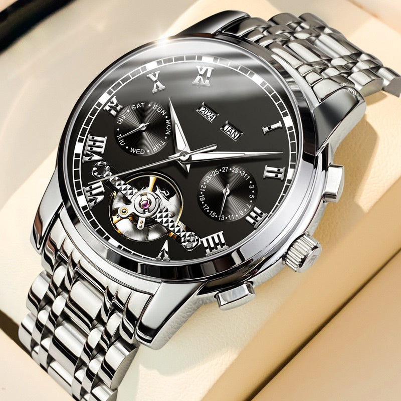 👑Skeletonized men's automatic watch - Visible mechanical movement | Stainless steel case