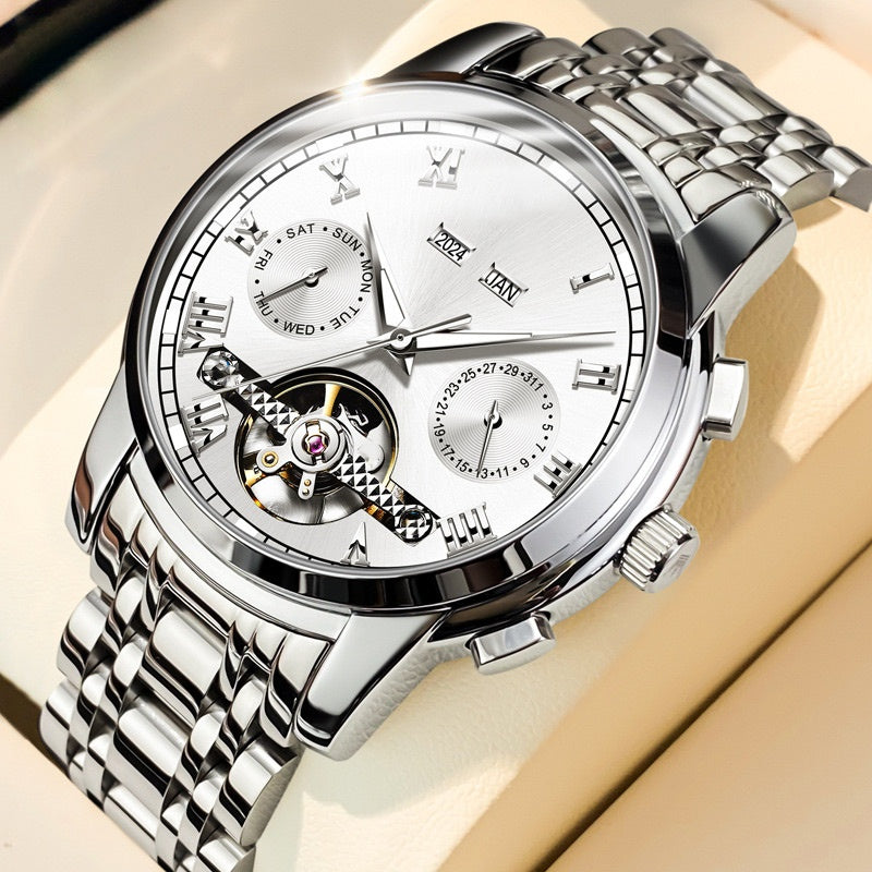 👑Skeletonized men's automatic watch - Visible mechanical movement | Stainless steel case