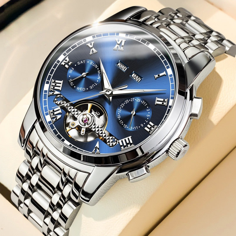 👑Skeletonized men's automatic watch - Visible mechanical movement | Stainless steel case