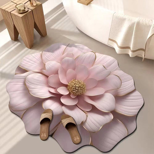 🏠 2025 New Product🌸Floral Plush & Diatomaceous Earth Floor Mat