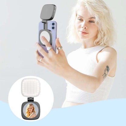 ✨Limited Time 50% OFF📱3-in-1 Phone Stand, Mirror, and Magnetic Selfie Fill Light