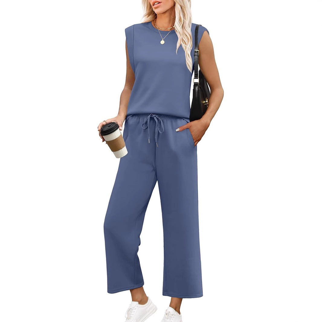 🩷2025 New Women's  Sleeveless Top & Wide-Leg Pants 2-Piece Set