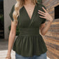 🔥2025 Summer New-🩷Women's V-neck Waist-slimming Solid Color Plunging Sleeve Skirt Pleated T-Shirt