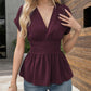🔥2025 Summer New-🩷Women's V-neck Waist-slimming Solid Color Plunging Sleeve Skirt Pleated T-Shirt