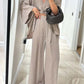 🛍️Fashionable sets at half price🎉Women's V-Neck Top & Wide-Leg Pants Solid Color 2-Piece Set