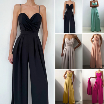 🔥Mother's Day Special Offer：49% OFF🔥Women's Solid Color Camisole Waist-slimming Straight Jumpsuit