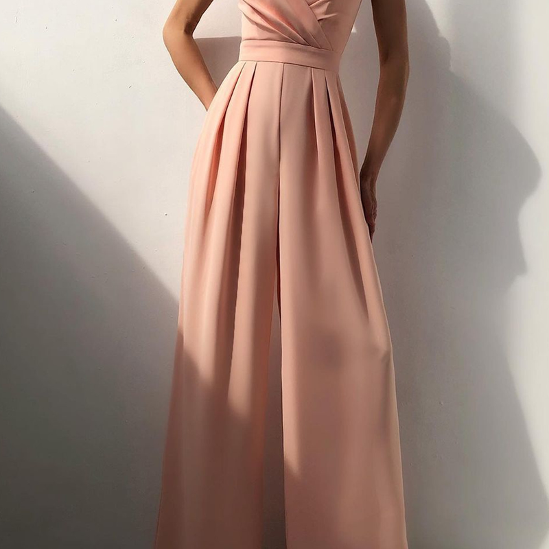 🔥Mother's Day Special Offer：49% OFF🔥Women's Solid Color Camisole Waist-slimming Straight Jumpsuit