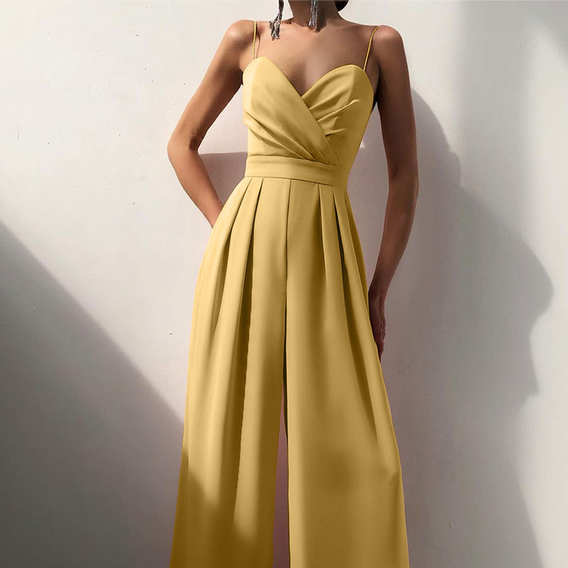 🔥Mother's Day Special Offer：49% OFF🔥Women's Solid Color Camisole Waist-slimming Straight Jumpsuit