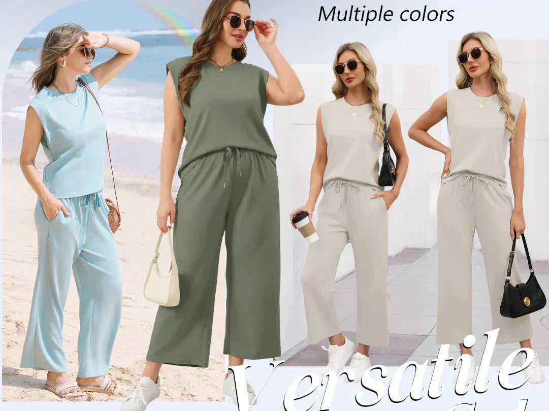 🩷2025 New Women's  Sleeveless Top & Wide-Leg Pants 2-Piece Set